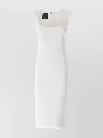 PINKO SQUARE NECKLINE SLEEVELESS FITTED MIDI DRESS