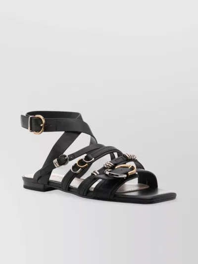 PINKO SQUARE TOE FLAT SOLE SANDALS