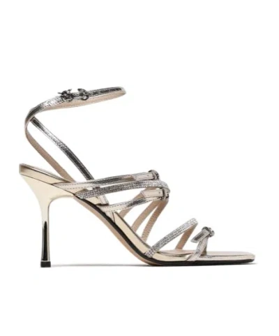 Pinko Square Toe High Heel Sandals In Silver