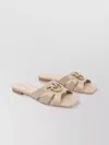 Pinko Square Toe Leather Sandals Emblem In White