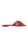 Pinko Nappa Leather Slip-ons With Bird Logo In Red