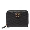 Pinko Square Zip-around Leather Wallet Chevron In Black