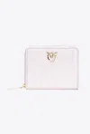 Pinko Square Zip Around Wallet In Shiny Coconut By  Galleria In Lilas-or Clair