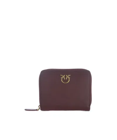Pinko Square Zip-around Purse In Burgundy