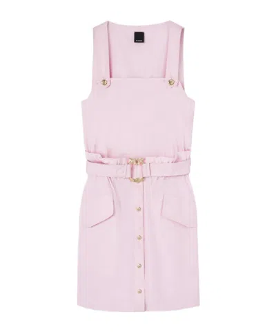 Pinko Squared Neck Sleeveless Dress In Yellow