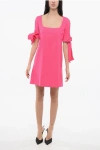 Pinko Squared Neckline Verdicchio Flared Dress With Bow On The Sle