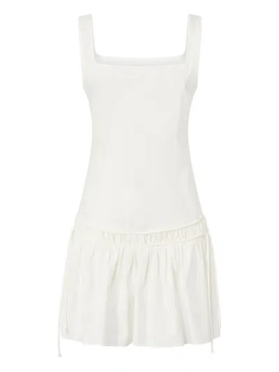 Pinko Square-neck Gathered Dress In White