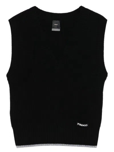 PINKO 'STAGNONE' VEST IN BLACK WOOL AND CASHMERE PINKO