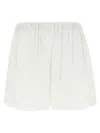 Pinko Linen Shorts With Elastic Waistband And Back Pocket In White