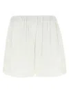 Pinko Linen Shorts With Elastic Waistband And Back Pocket In White
