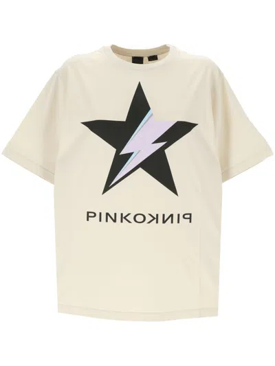 Pinko T-shirts And Polos In Bianco/nero/rosa