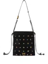 Pinko Star-embellished Suede Shoulder Bag In Black