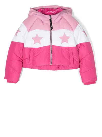 Pinko Kids' Star-patch Padded Jacket In Pink