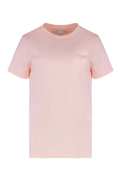 Pinko Cotton Crew Neck Short Sleeve T-shirt In Pink