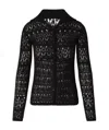 Pinko Slim-fitting Openwork Sweater With Buttons In Black