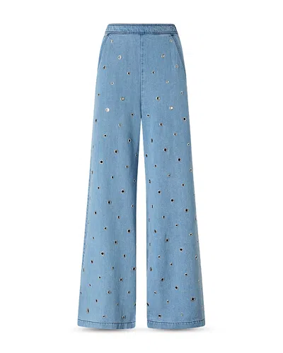 Pinko Stiratrici Chambray Pants In Blue