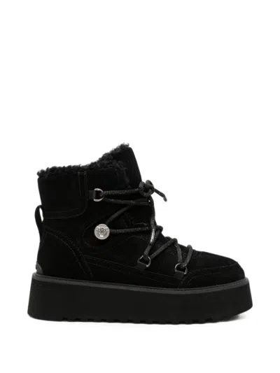 Pinko Lace-up Platform Boots In Black