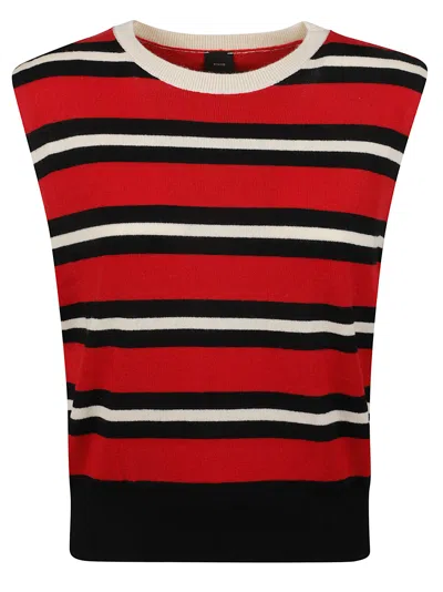 Pinko Stoccolma Striped Knit Vest In Red