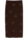 Pinko Straight Georgette Skirt With Intricate Swirl Patterns In Brown