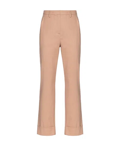 Pinko Straight-leg Cropped Trousers In Nude