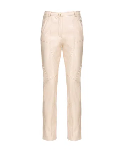 Pinko Straight-leg Cropped Trousers In Nude