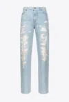 PINKO STRAIGHT-LEG DENIM JEANS WITH RIPS