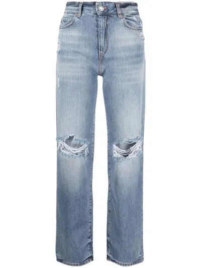 Pinko Straight-leg Ripped Jeans In Blue