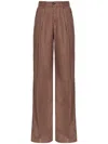Pinko Logo-embroidered Straight-leg Trousers In Brown