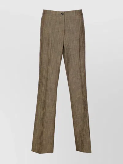 Pinko Straight Leg Trousers With Side Pockets In Brown