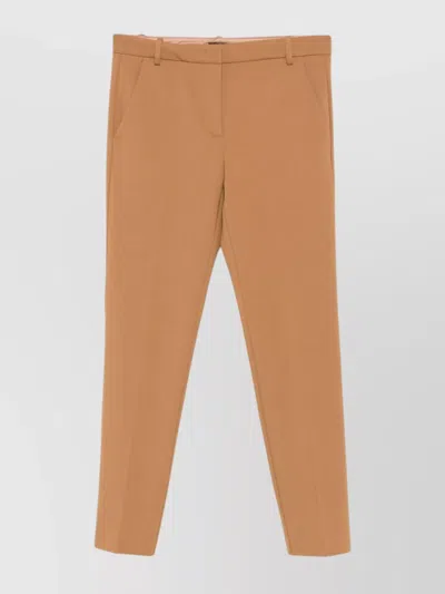 Pinko Straight Trousers With Belt Loops And Pockets In Brown