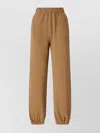 Pinko Straight Trousers With Elastic Cuffs And Waistband In Brown