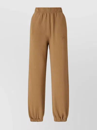 Pinko Straight Trousers With Elastic Cuffs And Waistband In Brown