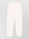 Pinko Straight Trousers With Elastic Waistband And Cuffs In Neutral