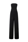 Pinko Strapless Black Jumpsuit With Structured Seams In Black