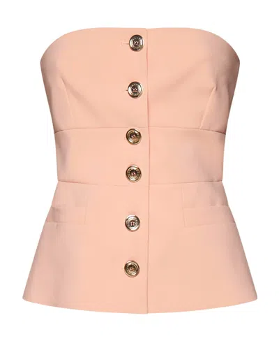 Pinko Strapless Button-up Vest In Nude