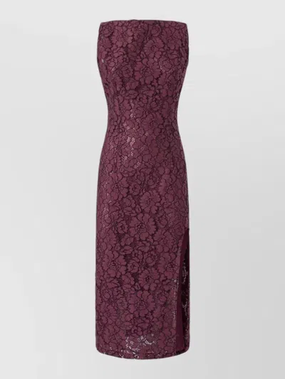 Pinko Strapless Dress Knee Length Lace Slit In Red