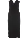 Pinko Fitted Black Stretch Viscose Midi Dress In Schwarz