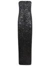 Pinko Strapless Floor-length Sequined Dress In Black