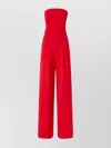 Pinko Strapless Jumpsuit With Boned Bodice And Pleat Detailing In Red