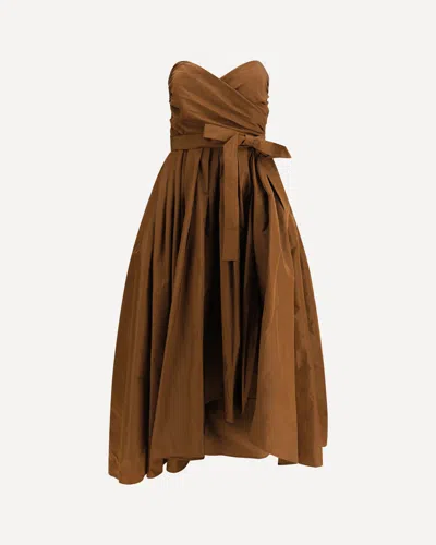 Pinko Strapless Long Dress In Brown
