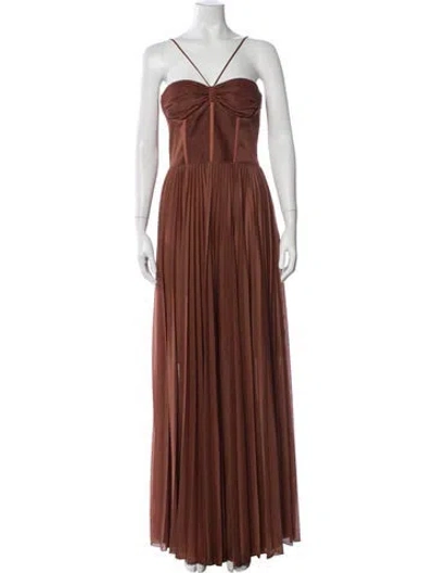 Pre-owned Pinko Strapless Long Dress W/ Tags In Brown