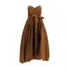 Pinko Strapless High-low Dress With Fitted Bodice In Brown