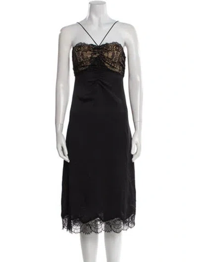 Pre-owned Pinko Strapless Midi Length Dress In Black