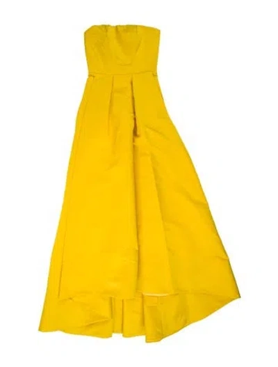 Pre-owned Pinko Strapless Midi Length Dress In Yellow