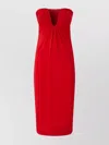 Pinko Strapless Mini Dress With Gathered And Ruched Detailing In Rosso Vivo
