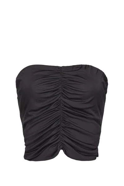 Pinko Strapless Ruched Top In Black