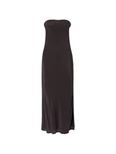 Pinko Strapless Satin-finish Dress In Brown