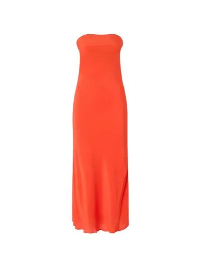 Pinko Strapless Satin-finish Dress In Red