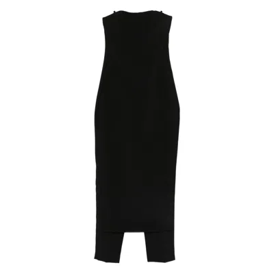 Pinko Strapless Split-hem Jumpsuit In Black