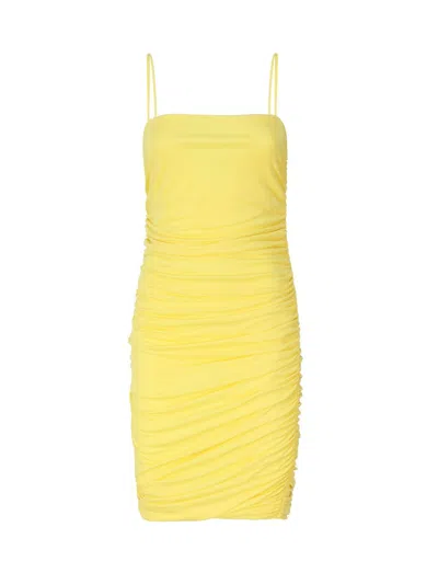 Pinko Strapped Stretch Mini Dress In Yellow